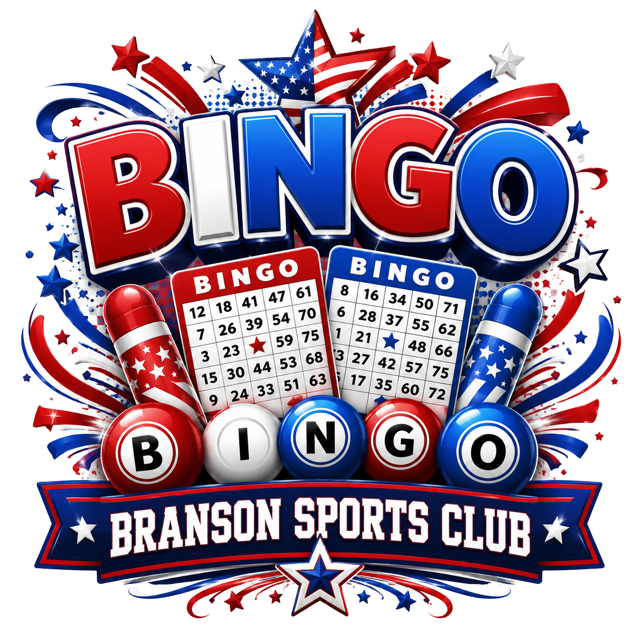 Bingo Red White And Blue Branson Sports Club design