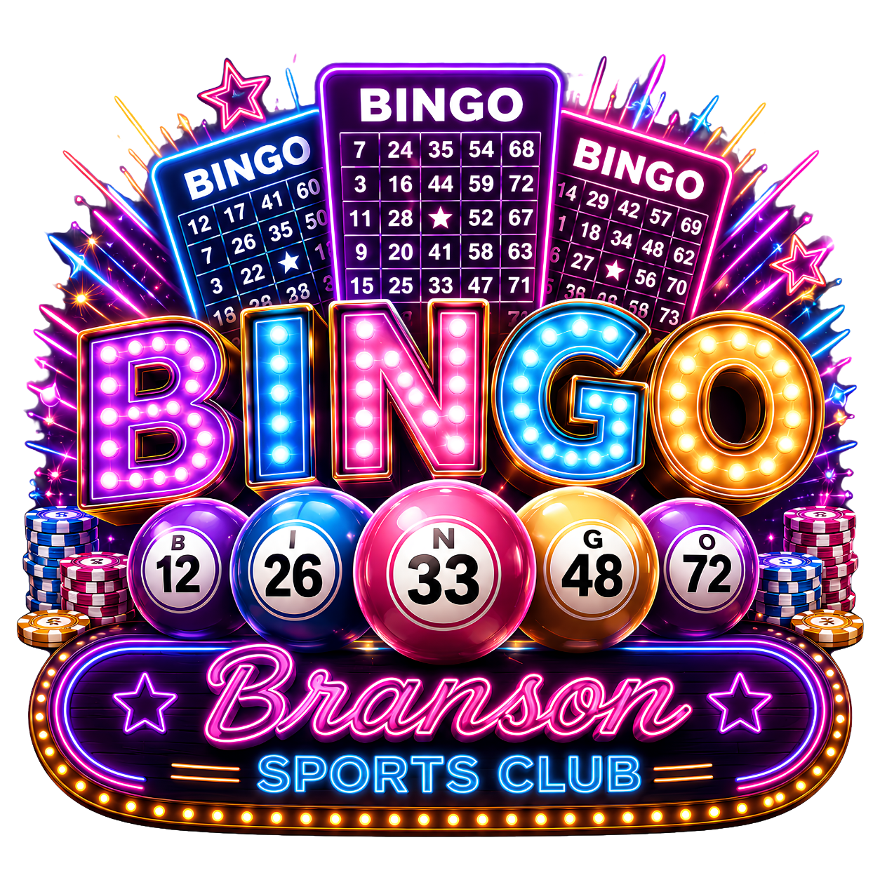 Neon Branson Bingo Branson Sports Club design