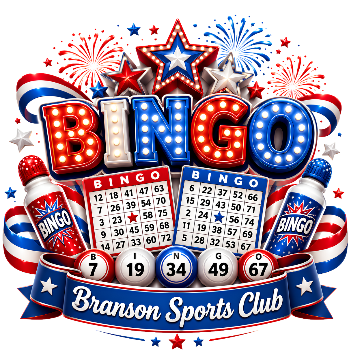Patriotic Bingo Branson Sports Club design