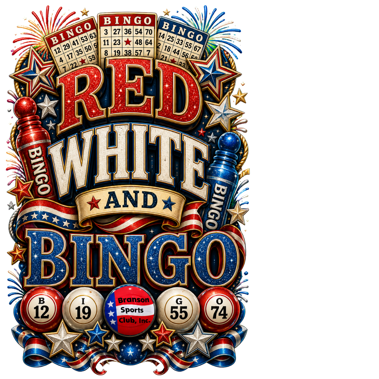 Red White And Bingo Branson Sports Club design