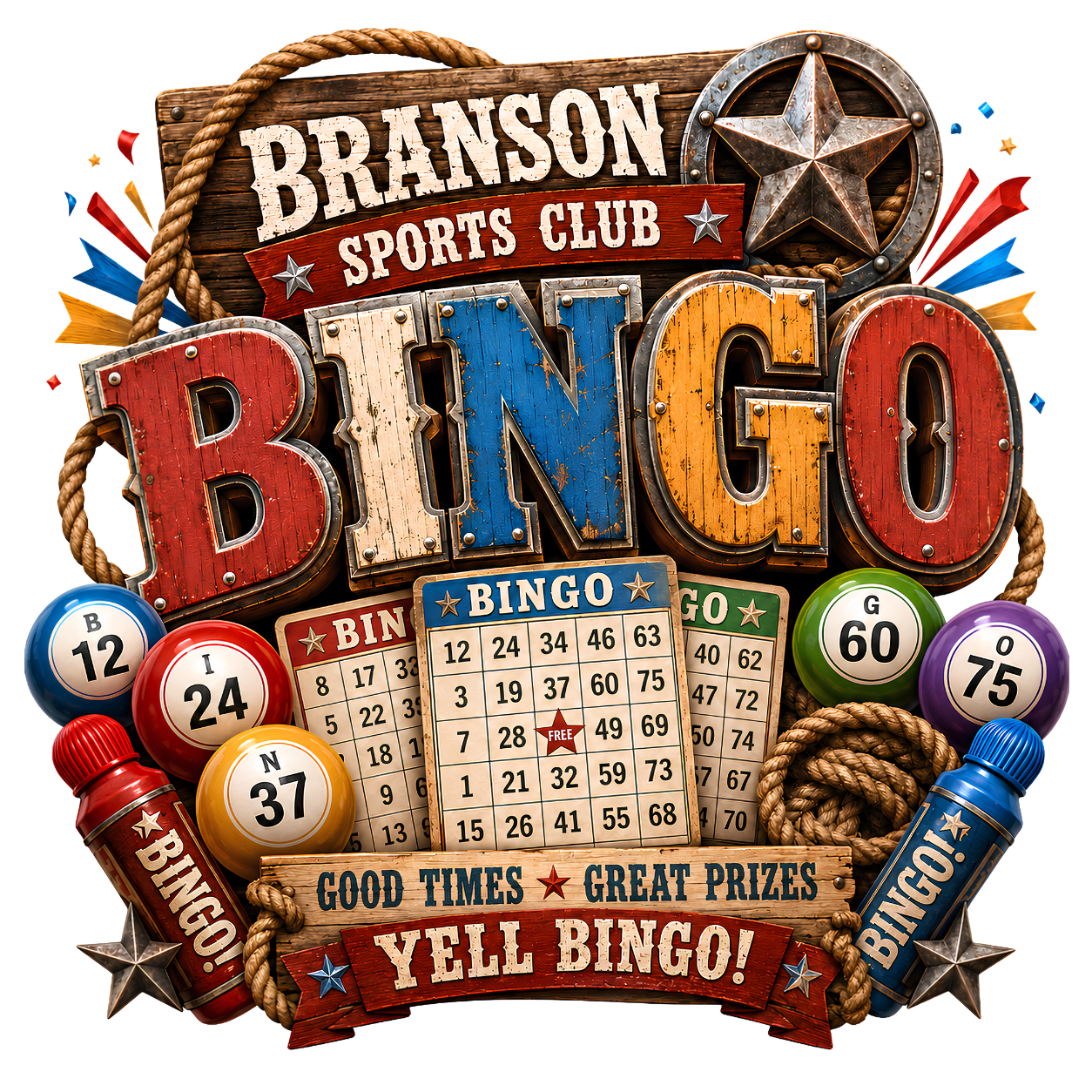 Western Yell Bingo Branson Sports Club design