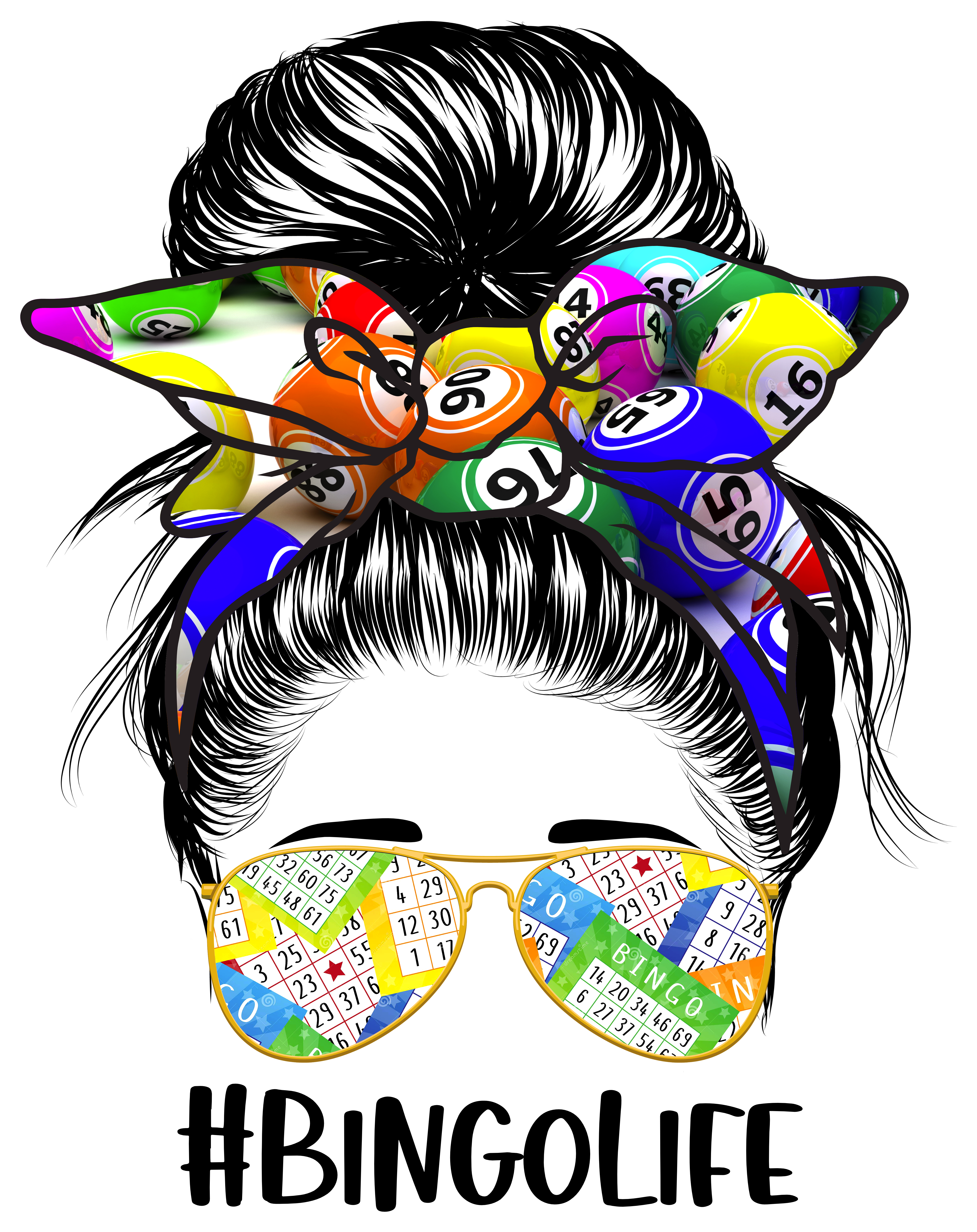 Bingo Life Hair And Glasses PNG design