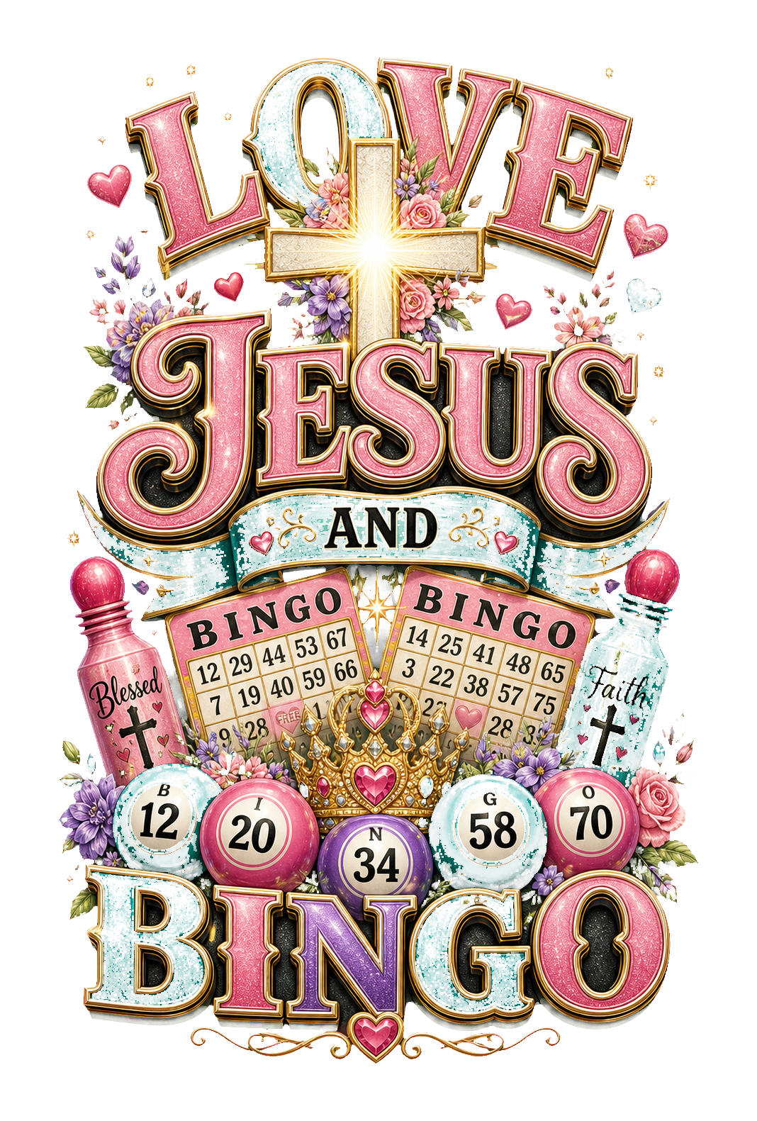 Love Jesus And Bingo PNG design